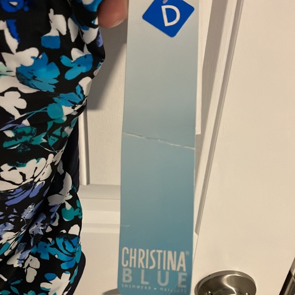 CHRISTINA SWIMSUIT 1-PC Ruched FLORAL Blue Black Sz 16 D BNWT - Picture 9 of 10